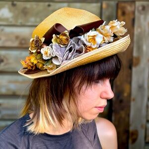 Heartfelt by Jan Stanton Floral Adorned Straw Hat